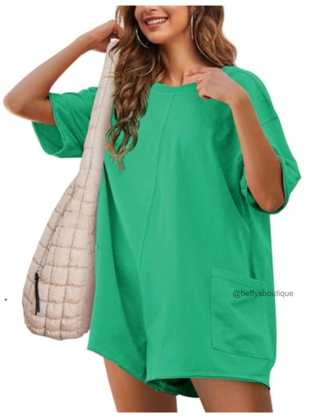 Oversized Backless Tshirt Romper with Pockets